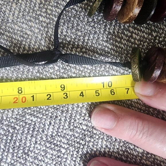 Vintage 1970's Retro Chunky 30" Wooden Button Bead Necklace - Picture 5 of 6